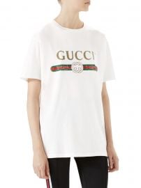 Distressed Gucci-Print Cotton Tee at Saks Fifth Avenue